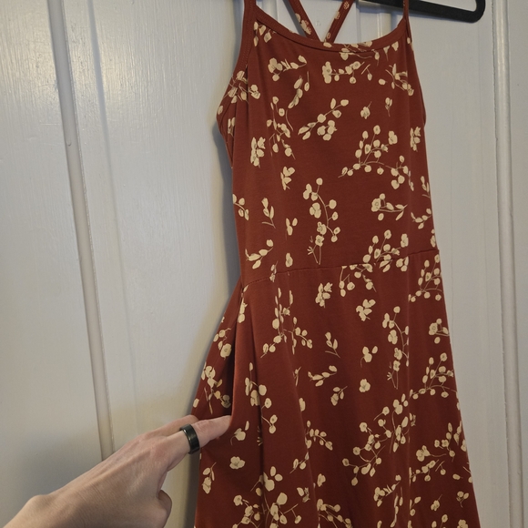 Pact Women's Scattered Sprigs Tandoori Fit & Flare Midi Dress Size Small - Picture 4 of 6